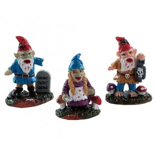 ZOMBIE GARDEN GNOMES, SET OF 3
