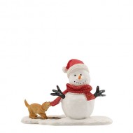 Puppy Teasing Snowman