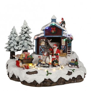 Santa's Reindeer Stables, Animated, Adapter Included
