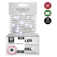 Microdot Mini LED Light String, 30 Lights, Pure White, 10ft Long, Battery Operated