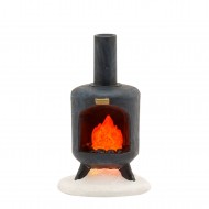 Open Wood Stove with Glowing Fire, Adapter Ready, H7cm