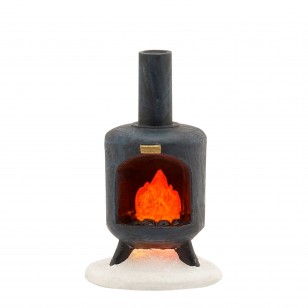 Open Wood Stove with Glowing Fire, Adapter Ready, H7cm