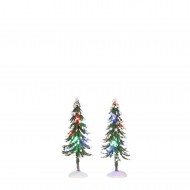 Snowy Trees, Multicolour Lights, Set of 2, Adapter 1095287 Ready,h15cm