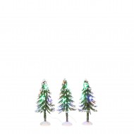 Snowy Trees, Multicolour Lights, Set of 3, Adapter 1095287 Ready, h12cm
