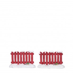 Red Fence, Set of 2, h4cm