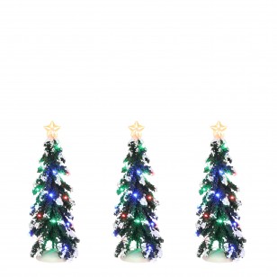 Snowy Conifer, Multicolour Lights, Set of 3, Adapter 1095287 Ready, h20cm