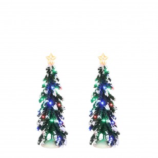 Snowy Conifer, Multicolour Lights, Set of 2, Adapter 1095287 Ready, h25cm