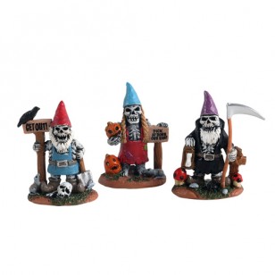 SKELETON GARDEN GNOMES, SET OF 3 SKELETON GARDEN GNOMES, SET OF 3