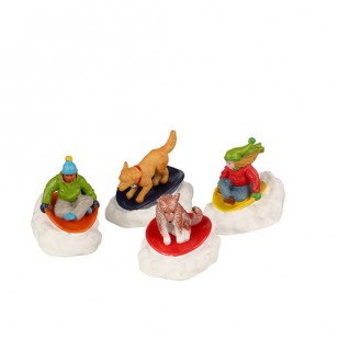 DOG SNOW SAUCER FUN, SET OF 4 DOG SNOW SAUCER FUN, SET OF 4