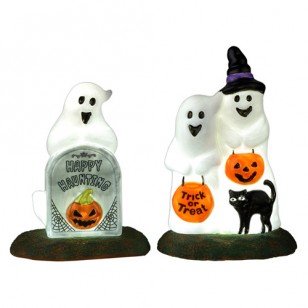 HAPPY HALLOWEEN GHOSTS, SET OF 2, B/O (4.5V)