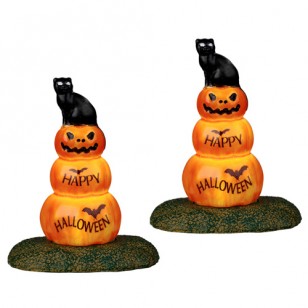 CAT AND PUMPKIN, SET OF 2, B/O (4.5V)