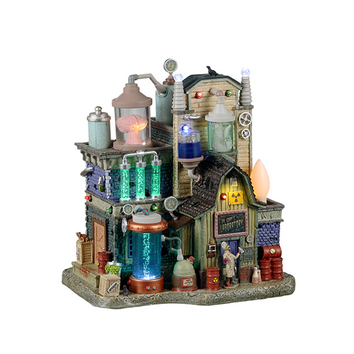 LEMAX Dr. Gory's Laboratory Decorazione Halloween Con Luci | Edificio In Poliresina, Adattatore 4.5V Incluso