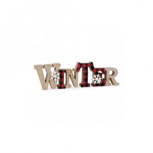 Red Plaid "Winter" sign, 5 x 9H"