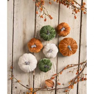 Elegant Velvet Fall Pumpkins Set of 7, 3.5" Tall, 50% Off
