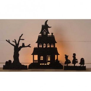 Halloween Village Silhouette Dummy Boards Set of 3