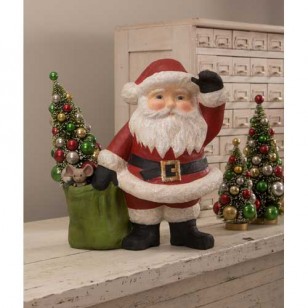 Jolly Waving Santa With Bag, Large 
