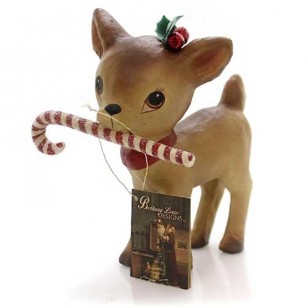 Little Retro Reindeer With Candy Cane