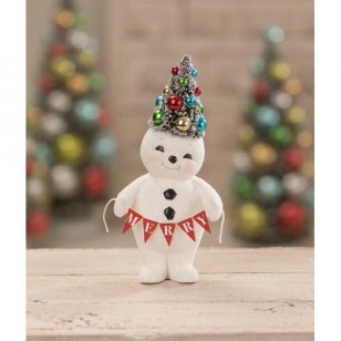 Retro Merry Snowman With Tree Retro Merry Snowman With Tree