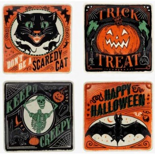 Set of 4 Scaredy Cat Dessert Plate 8.5" Assorted