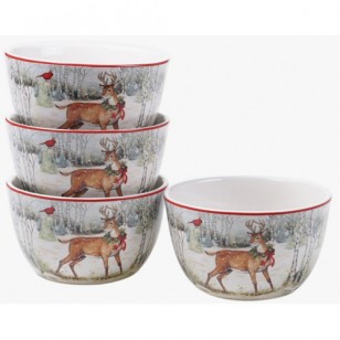 Winter Forest Ice Cream Bowl 5.25 in x 3 in, Set of 4
