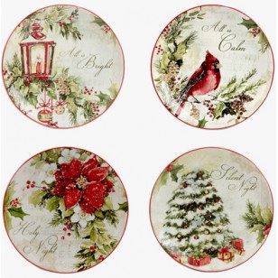 Silent Night Dessert Plate 9in asst., Set of 4