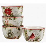 Silent Night Ice Cream Bowl 5.25in x 3in , Set of 4
