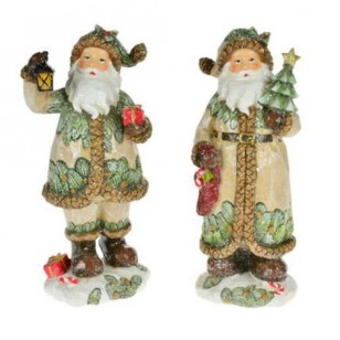 COUNTRY SANTA W/TREE/LANTERN, Set of 2, 8.5"H