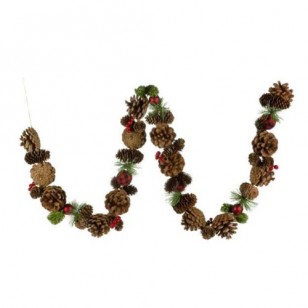 GARLAND W/CONES/PLAID BALLS, 59L"
