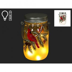LED LANTERN W/CARDINAL, 5"