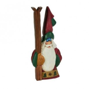 SKIER TALL HAT SANTA, 9"