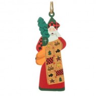 LODGE COMFORT QUILT SANTA ORNAMENT, 5.5"