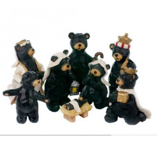 BLACK BEAR NATIVITY, 8 5", Set of 8