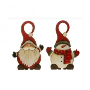 MDF SANTA & SNOWMAN DOOR HANGER, 15.5", Set of 2