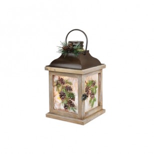 Peaceful Pines, Lighted Lantern, 10.5" Tall