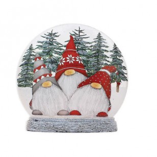 The Three Gnomies PRELIT RND ORB RESIN BASE, 7" Tall