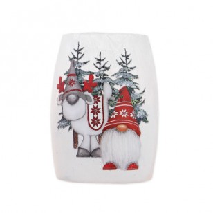 Gnome with Horse PRELIT VASE, 5.5" Tall