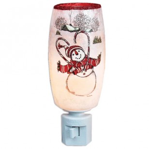 Country Snowmen with Candy Cane Heart NIGHTLIGHT, 6" Tall