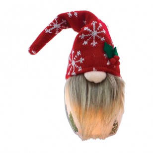 Gnomes PRELIT SMALL JAR GNOME w Blonde Beard, 7.1" Tall