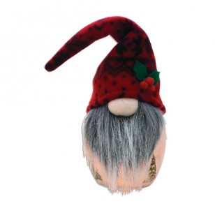 Gnomes PRELIT SMALL JAR GNOME w Grey Beard 7.1" Tall