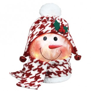 Get Your Merry PRELIT SNOWMEN IN BEANIE WITH BALL AND SCARF, 11.8" Tall