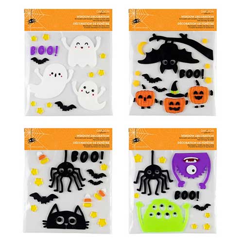 Halloween Window Clings Reuseable, Set of 4 Christmas Village Shop