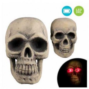 50% Off, Set of 2 Skulls with Light-Up Red Eyes, 13.7 & 7.8"