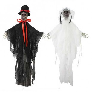 Hanging Bridal Skeletons, Set of 2, 33.9" Tall