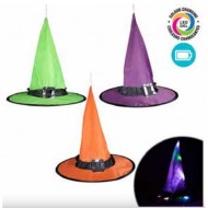 Hanging Light Up Witch Hat, Green, 14" Tall