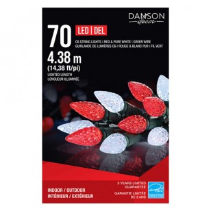 C6 INDOOR OUTDOOR, 70 LIGHT STRING RED & PURE WHITE, 14ft