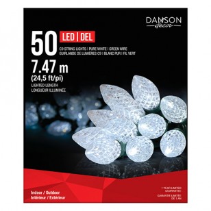 C9 INDOOR OUTDOOR 50 LIGHT STRING, PURE WHITE, 24.5ft