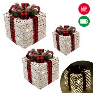 LIGHTED GIFT BOXES, SET OF 3, 11 X 9.5 X 7.3"