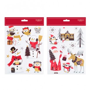WINDOW CLINGS SNOWMAN, SANTA, Set of 2