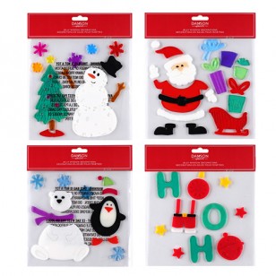 WINDOW CLINGS SNOWMAN, SANTA Set of 4