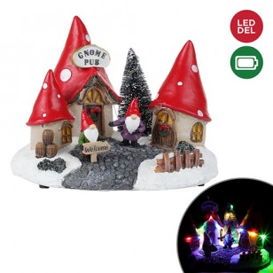 GNOME PUB TABLE TOP W LED LIGHT, BATTERY OPERATED, 8.7 X 6.7"